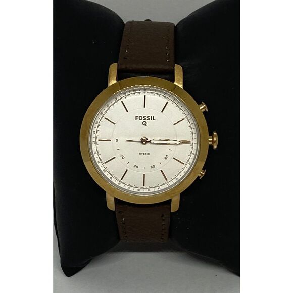 Fossil FTW5007 Women's Brown Leather White Analog Dial Hybrid Smartwatch XX769 - Picture 1 of 12